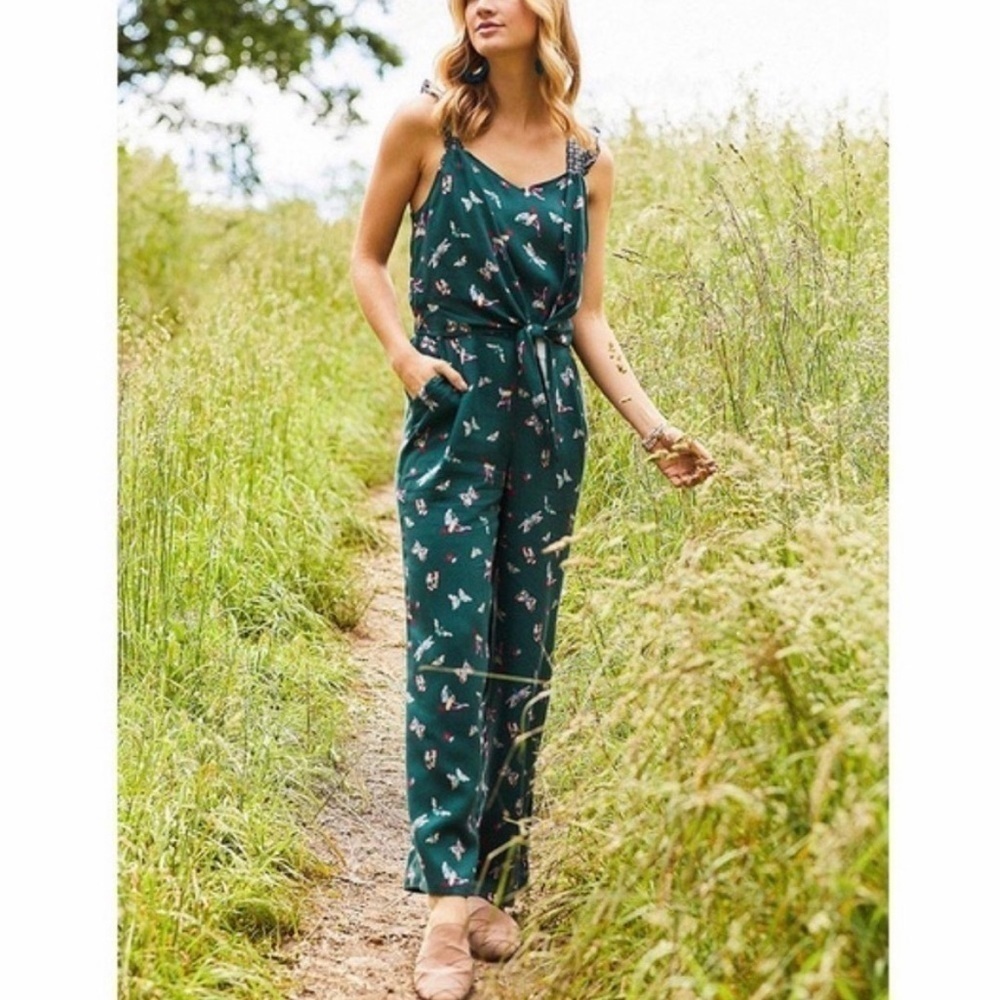 NWT Matilda Jane Evergreen Dream Floral Ruffle Tie Front Jumpsuit